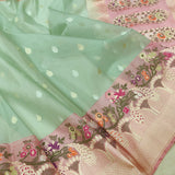 Light green Color Pure Kora Silk Handwoven Banarasi Saree