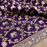 Purple colour pure katan silk Handwoven banarasi saree