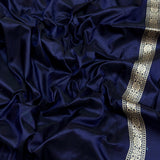 Nevi blue colour pure katan silk Handwoven banarasi saree