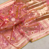 Pure kora Handwoven Banarasi saree
