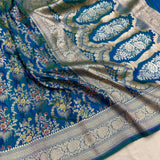 Dual shade pure katan silk Handwoven banarasi saree