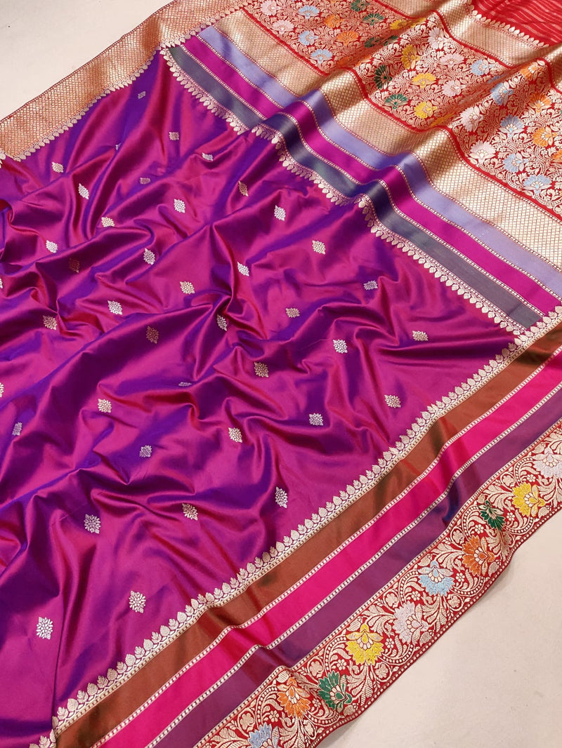 Dual Sade Pure Katan Silk Handwoven Banarasi Saree