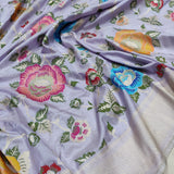 Levender Colour Pure Katan Silk Handwoven Banarasi Saree