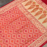 Peach colour pure katan silk Handwoven banarasi saree