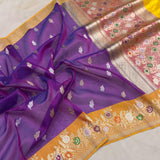 Dual shade pure kora Handwoven Banarasi saree