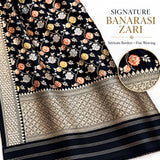 Black colour pure katan silk handwoven banarasi 3  piece suit