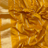 Orange color pure kora handwoven banarasi saree