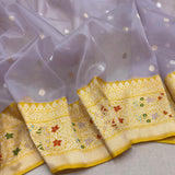 Pure Kora handwoven Banarasi saree