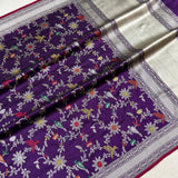 Purple colour pure katan silk Handwoven banarasi saree