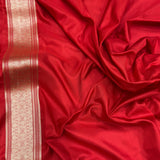 Red colour pure Mashru Silk Handwoven banarasi saree
