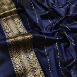 Nevi blue Pure Katan Silk Handwoven Banarasi Saree
