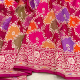 Rani pink colour pure katan silk handwoven banarasi rangkat saree
