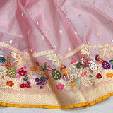 Pure kora jamdani Handwoven banarasi saree