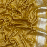 Orange colour pure kora jamdani handwoven banarasi saree