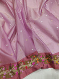 Lavender Colour Pure Kora Silk Handwoven Banarasi Saree