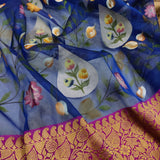 Blue Color Pure Kora Silk Handwoven Banarasi Saree
