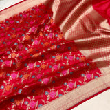Red Color Pure Katan Silk Handwoven Banarasi Saree