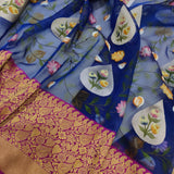 Blue Color Pure Kora Silk Handwoven Banarasi Saree