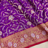 Purple colour pure katan silk Handwoven banarasi saree