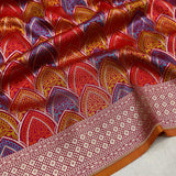 Red colour pure katan silk handwoven banarasi saree