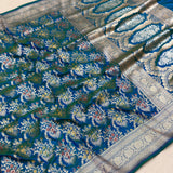 Dual shade pure katan silk Handwoven banarasi saree