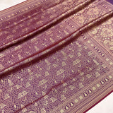 Whine colour pure katan silk Handwoven banarasi Tanchoi saree