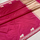 Rani pink colour pure katan silk Handwoven banarasi saree