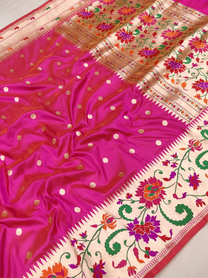 Pink Color Pure Katan Silk Handwoven Banarasi Saree
