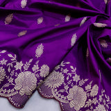 Purple colour pure katan silk handwoven banarasi saree