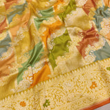 Multicolor Pure Katan Silk Handwoven Banarasi Rangkat Saree