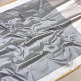 Grey colour pure katan silk handwoven banarasi saree