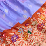 Dual shade pure katan silk Handwoven banarasi saree