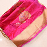 Pink Katan Silk Handwoven Banarasi Dupatta