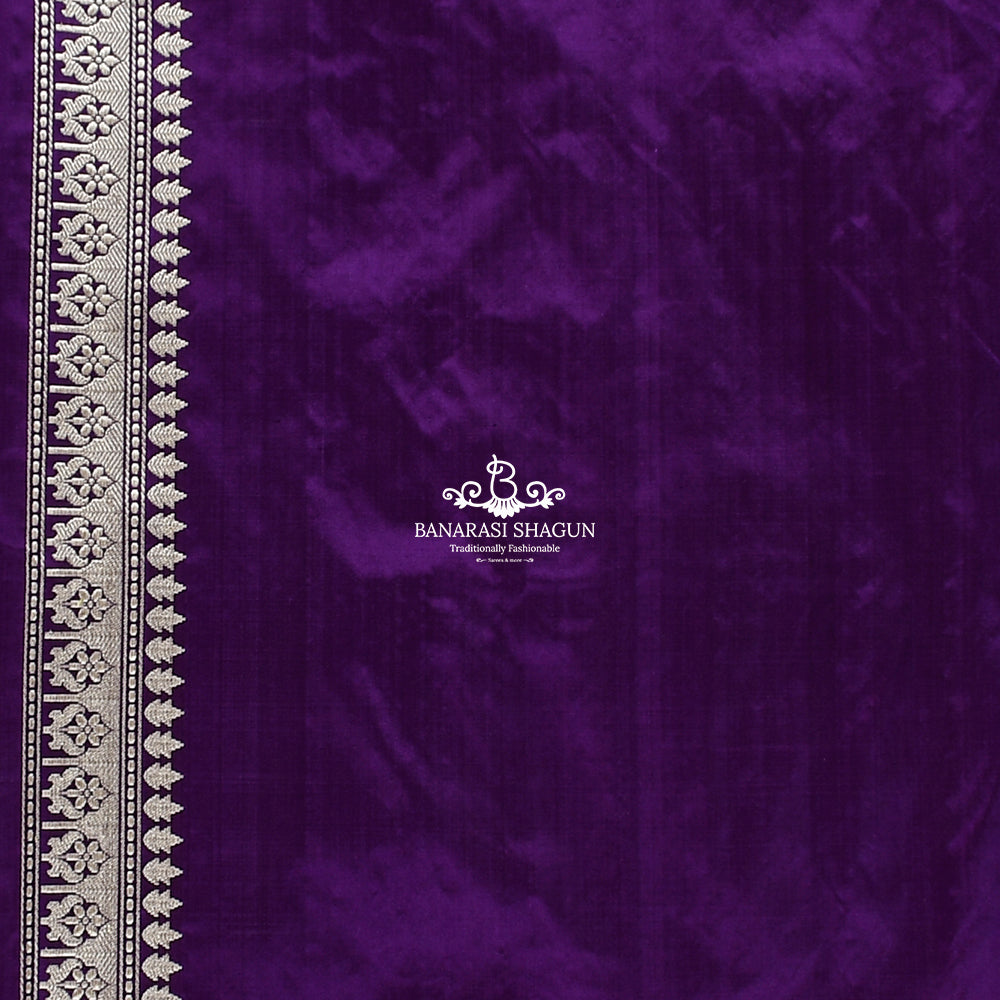 Voilet Color Katan Silk Handloom Banarasi Saree