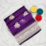 Voilet Color Katan Silk Handloom Banarasi Saree