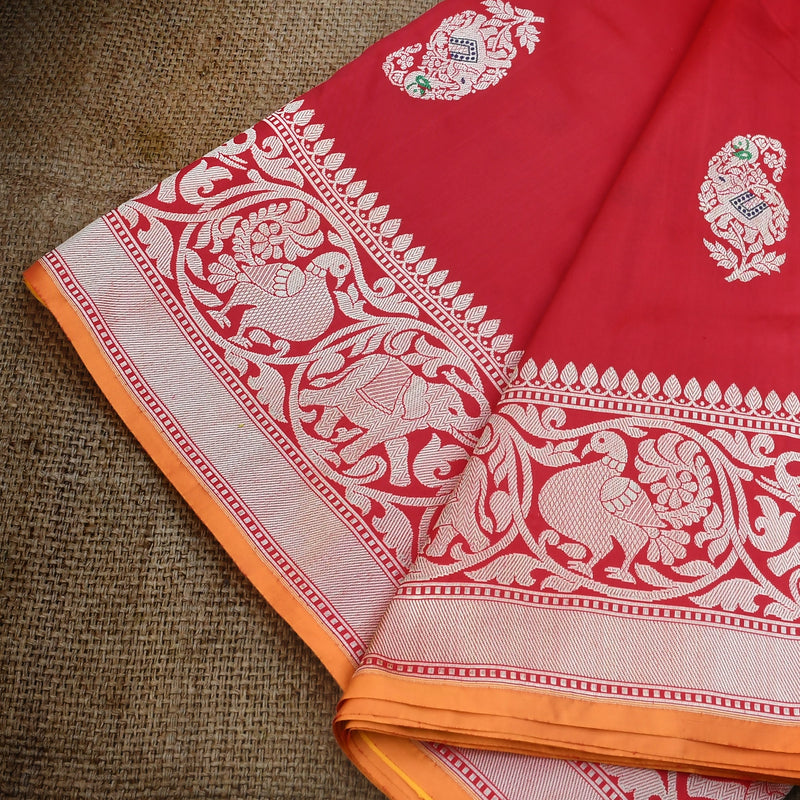 Red Colour Katan Silk Handwoven Banarasi Saree