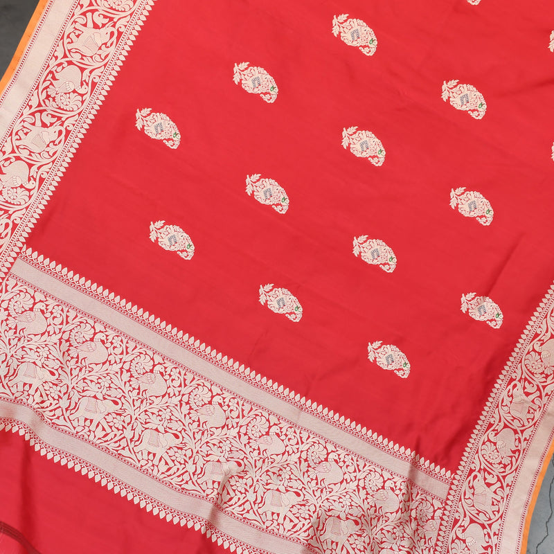 Red Colour Katan Silk Handwoven Banarasi Saree