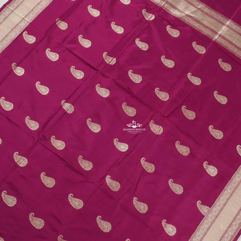 Magenta Katan Silk Handwoven Banarasi Dupatta