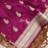 Magenta Katan Silk Handwoven Banarasi Dupatta