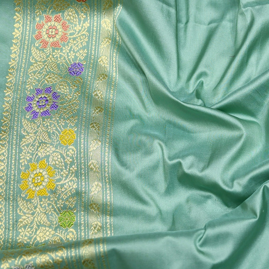 Powder Green Katan Silk Handwoven Banarasi Saree