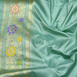Powder Green Katan Silk Handwoven Banarasi Saree