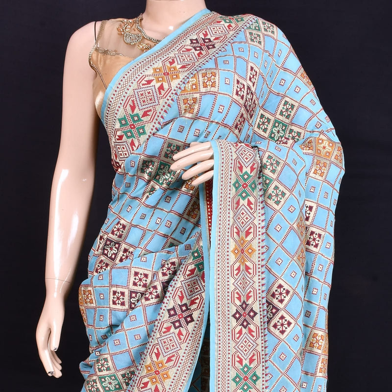 Pure Chiffon Georgette Handwoven Banarasi Saree