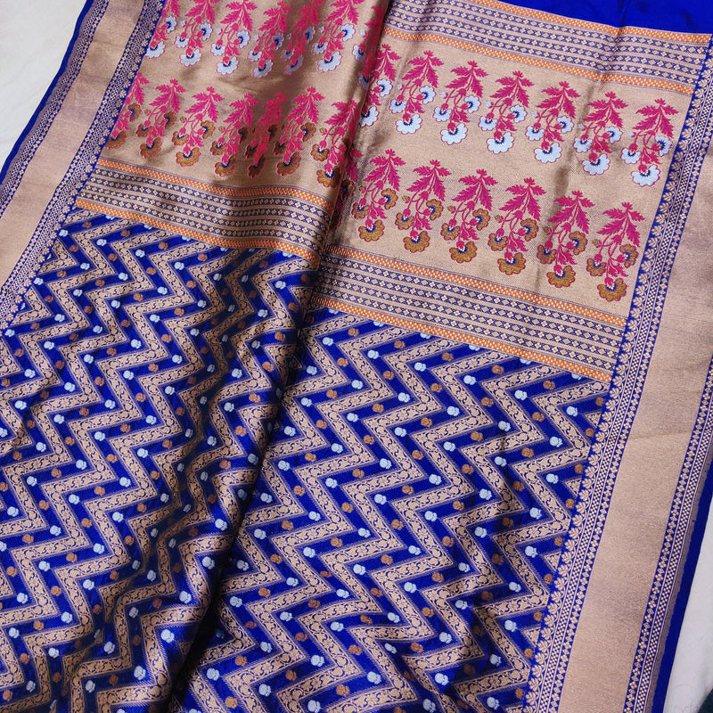 Blue Colour Katan Silk Handwoven Banarasi Saree