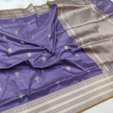 Bluiy Cement Color Katan Silk Handwoven Banarasi Saree