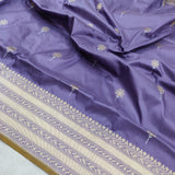 Bluiy Cement Color Katan Silk Handwoven Banarasi Saree
