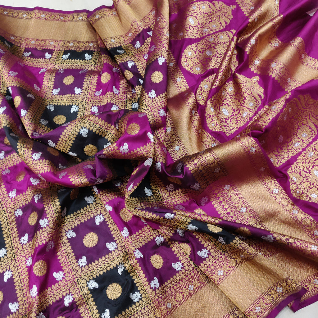 Multicolor Katan Silk Banarasi Gharchola Saree