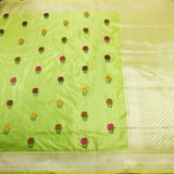 Pista green Katan Silk Handwoven Banarasi Saree