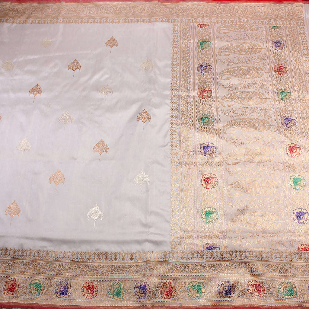 Cement Colour Katan Silk Handwoven Banarasi Saree