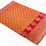 Mustard Orange Katan Silk Handwoven Banarasi Saree