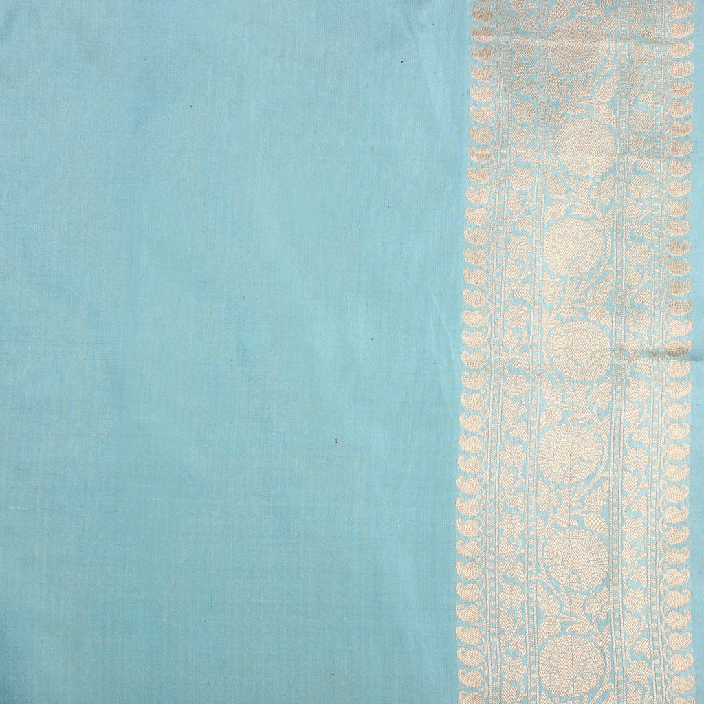Powder Blue Colour Katan Silk Handwoven Banarasi Saree
